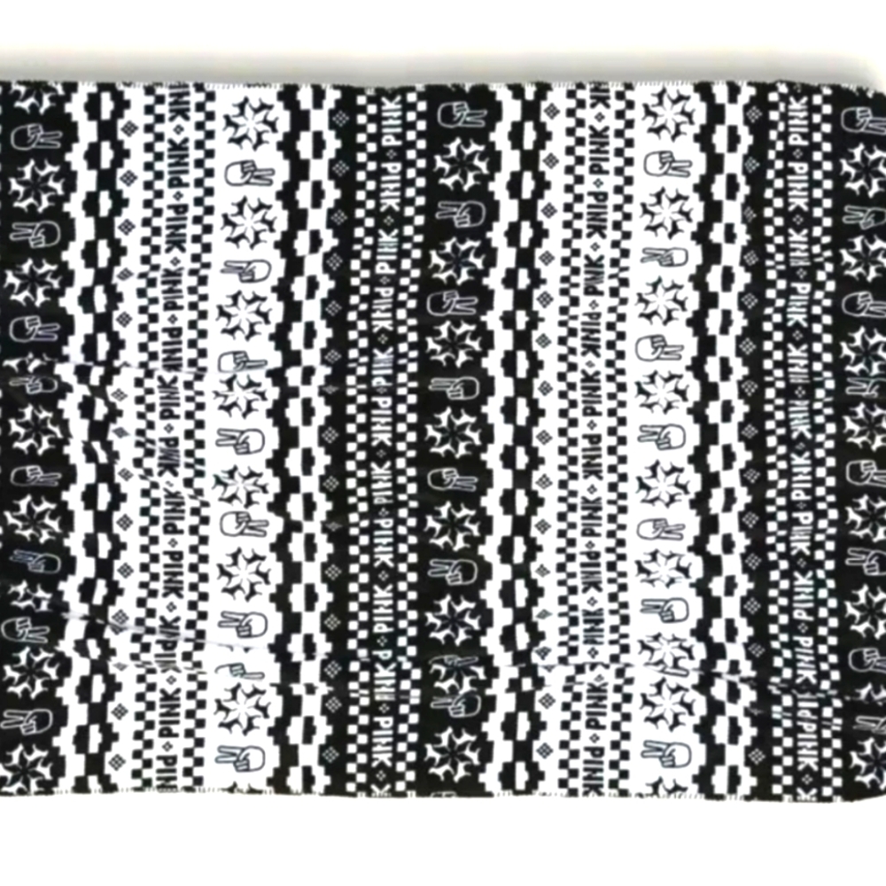 NEW Victoria's Secret PINK Sherpa Blanket Black & White College Throw 50"x60"